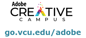 Adobe Creative Campus Logo with VCU URL go.vcu.edu/adobe