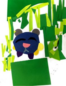 collage of bear with trees