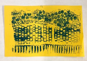 abstract green print on yellow paper