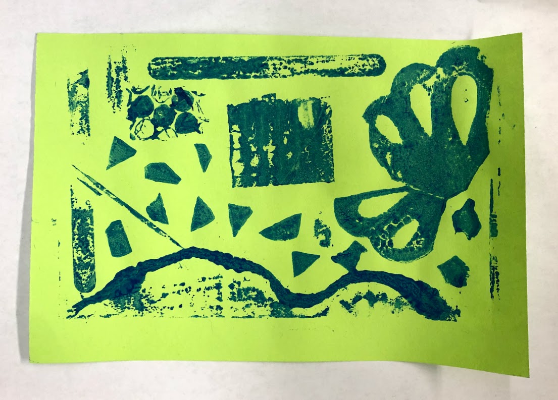 abstract dark blue print on green paper