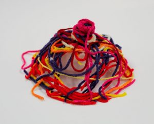multicolor yarn in a bowl shape