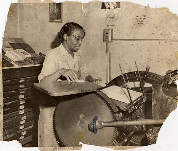 Ruth Ellis, printing press 1940
