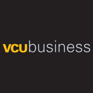 VCU School of Business logo that has VCU in yellow and business in grey, both on a black background