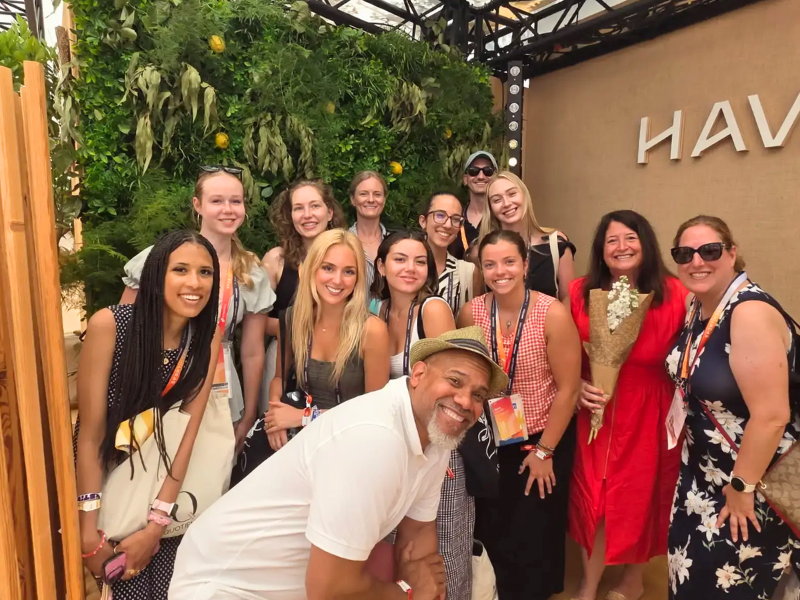 Vann Graves, Ed.D. (center), executive director of the VCU Brandcenter with Brandcenter faculty and study abroad students at this summer’s Cannes Lions International Festival of Creativity.