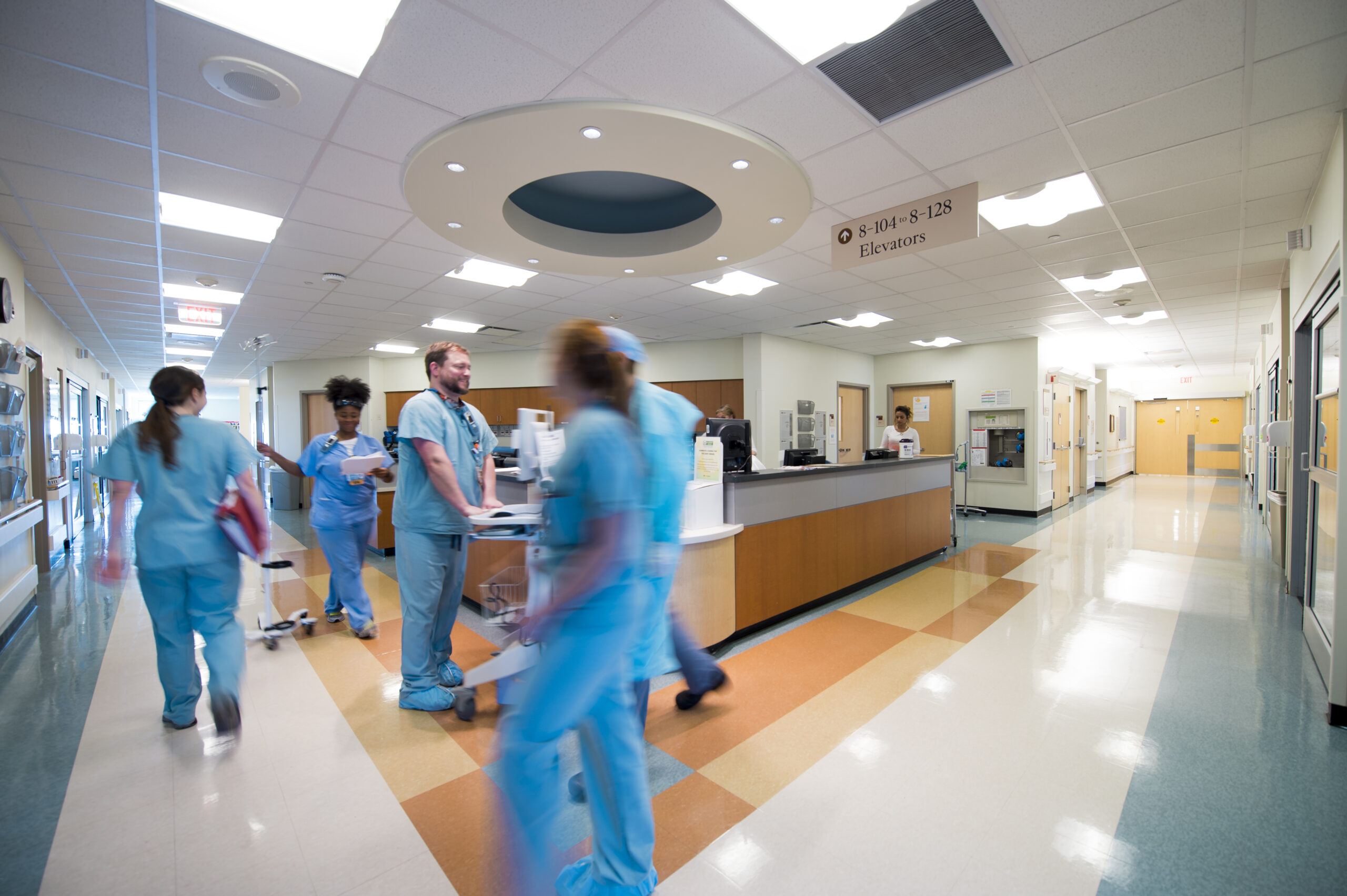stock image of reception in VCU Health hospital