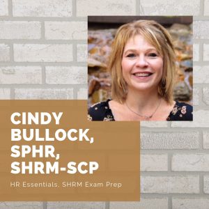 Headshot of workshop facilitator Cindy Bullock, SPHR, SHRM-SCP.
