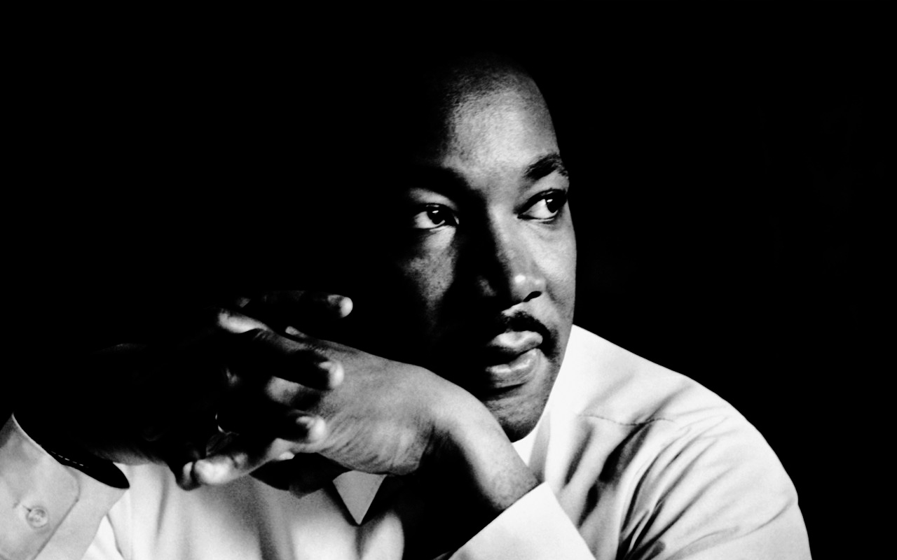 Black and white portrait of Rev. Dr. Martin Luther King Jr.