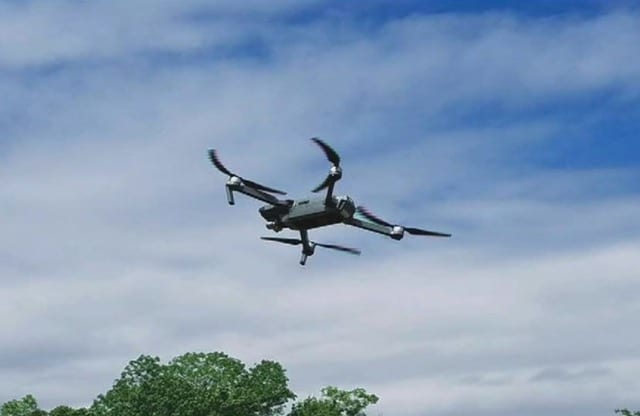 The Mavic Pro drone in flight