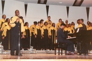 Members of the Black Awakening Choir perform at the 1994 AAAC Black History Month reception.