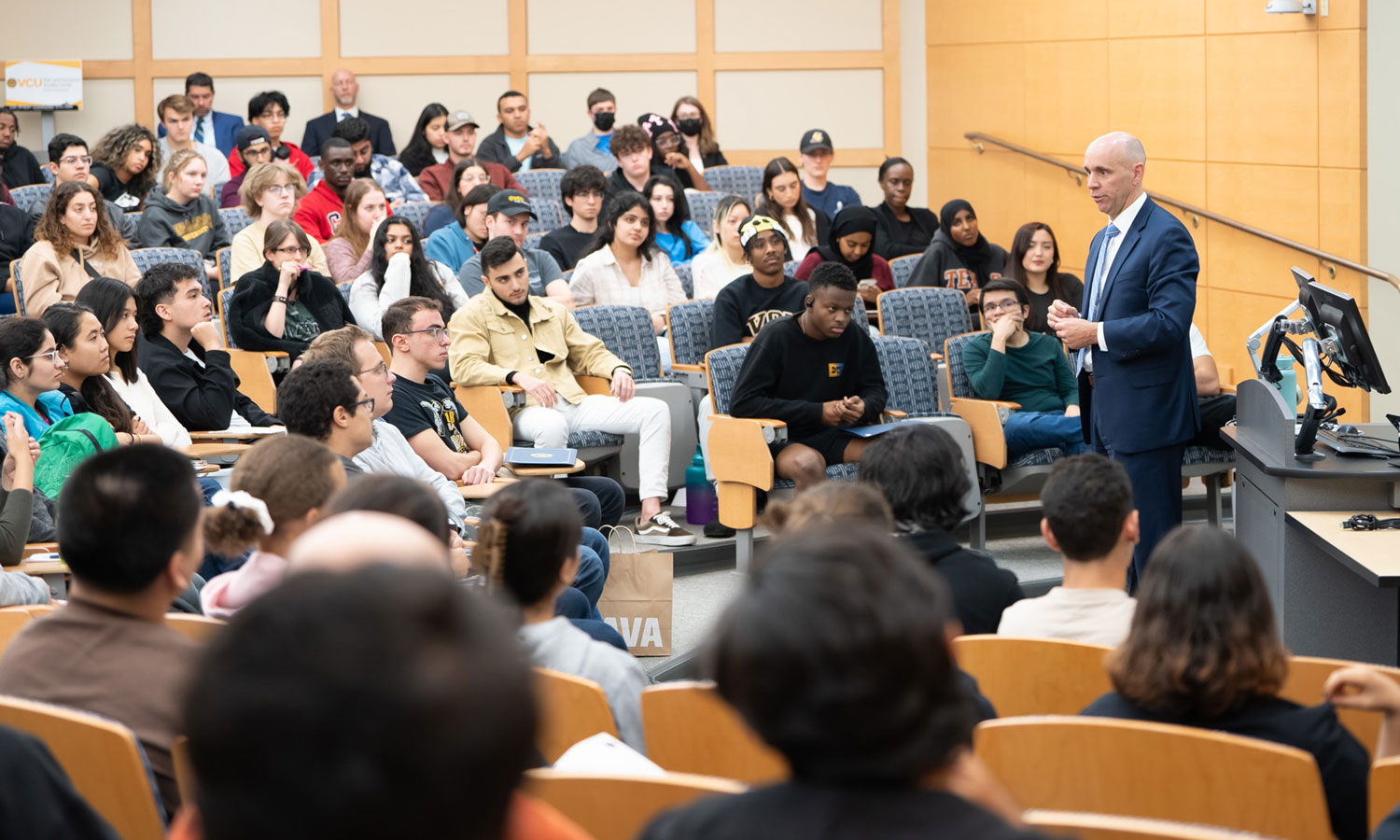 Special Agent in Charge Stanley M. Meador addresses students during the Richmond FBI Cyber Collegiate Academy