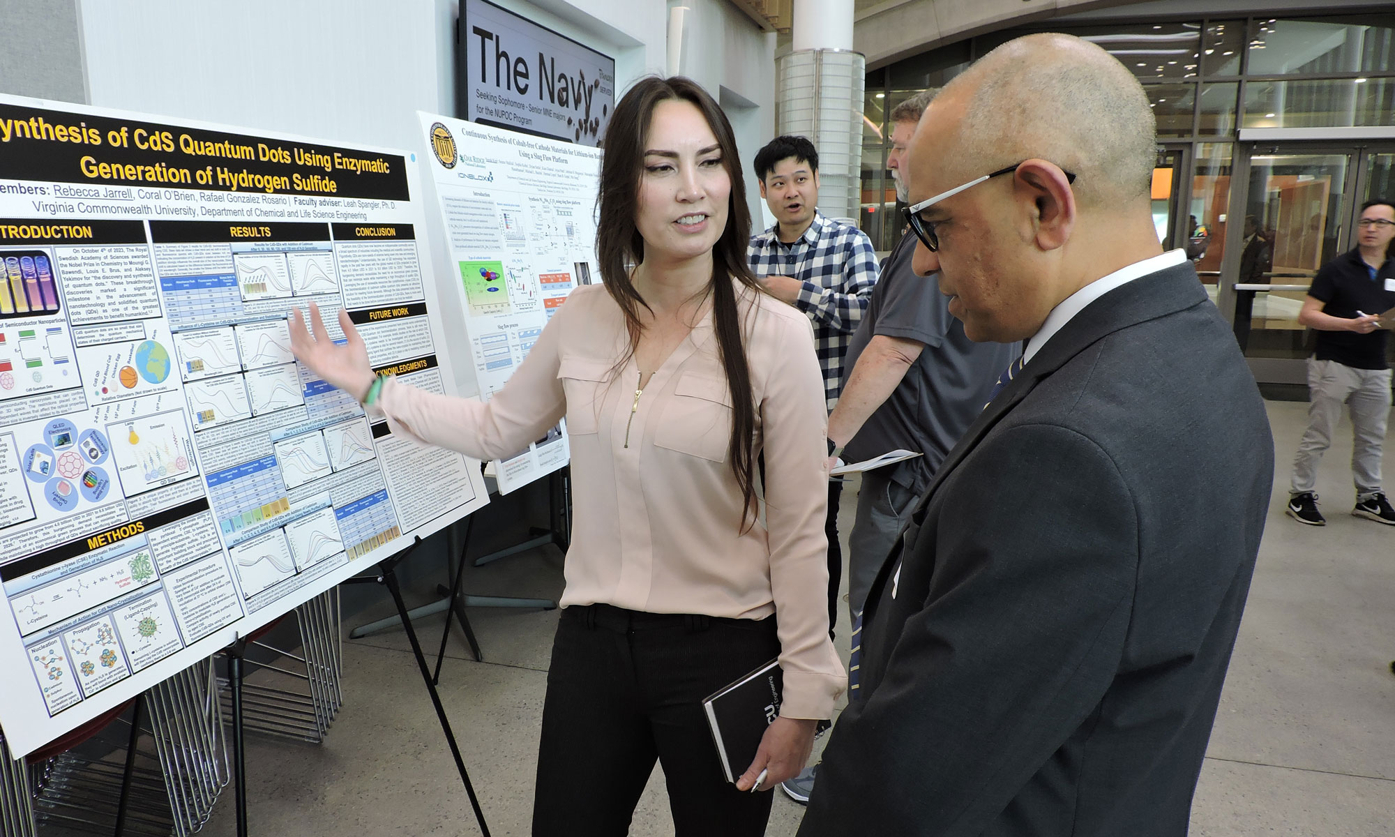 Rebecca Jarrell, doctoral student in the Department of Chemical and Life Science Engineering, presenting her poster at the 27th Annual Graduate Research Symposium.
