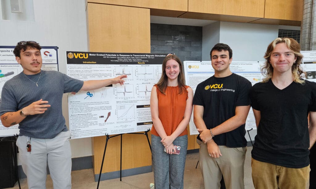 Magnetics REU students presenting their work at the REU Summer Symposium