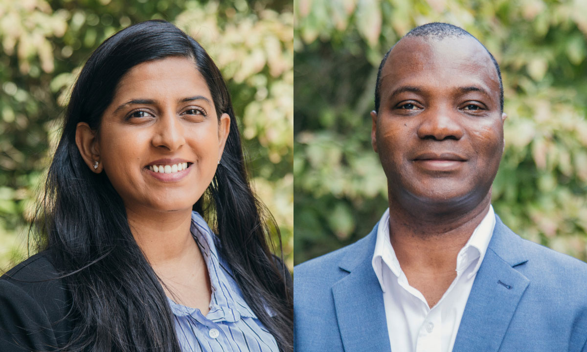 (Left) Rachita Sowle, Ph.D., and (right) Thomas Gyeera, Ph.D.