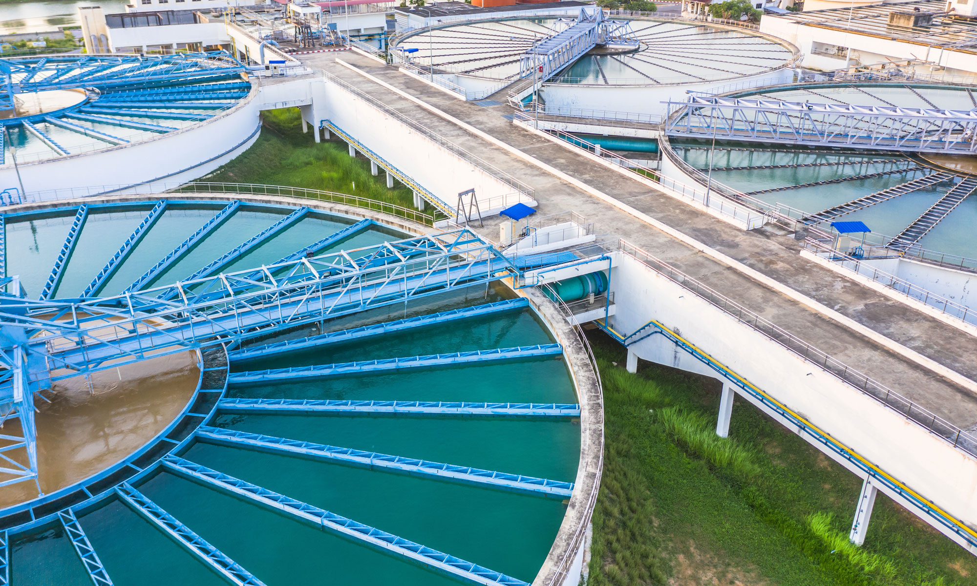 Aerial view of a wastewater treatment facility