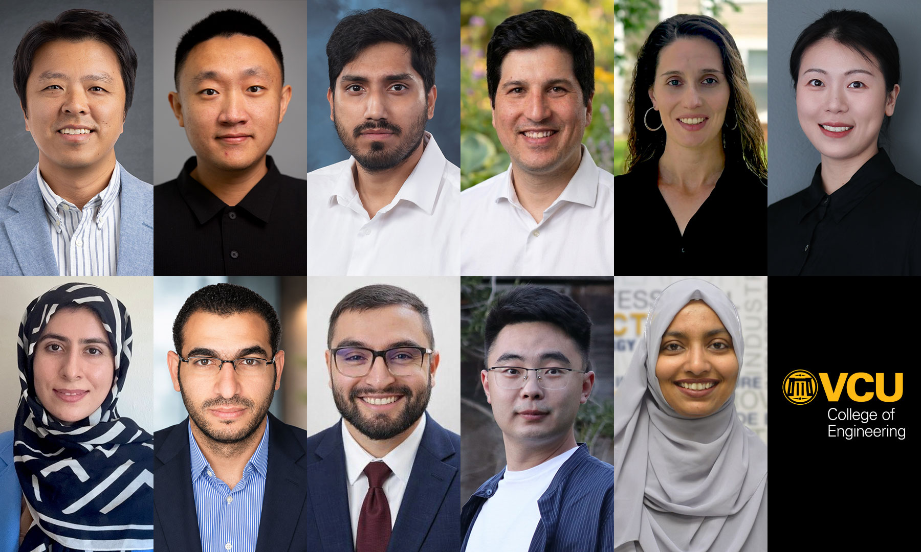 Left to right, top to bottom: Juhwan Lee, Zixuan “Steve” Feng, Ph.D., Syed Irfan Ali Meerza, Ph.D., Javier Tibau, Ph.D., Maryna Veksler, Ph.D., Xiwei Xuan, Ph.D., Zahra Marvi, Ph.D., Hossam Abdellatif, Ph.D., Gustavo Cardona, Ph.D., Ziquan Deng, Ph.D., and Ambreen Nisar, Ph.D.