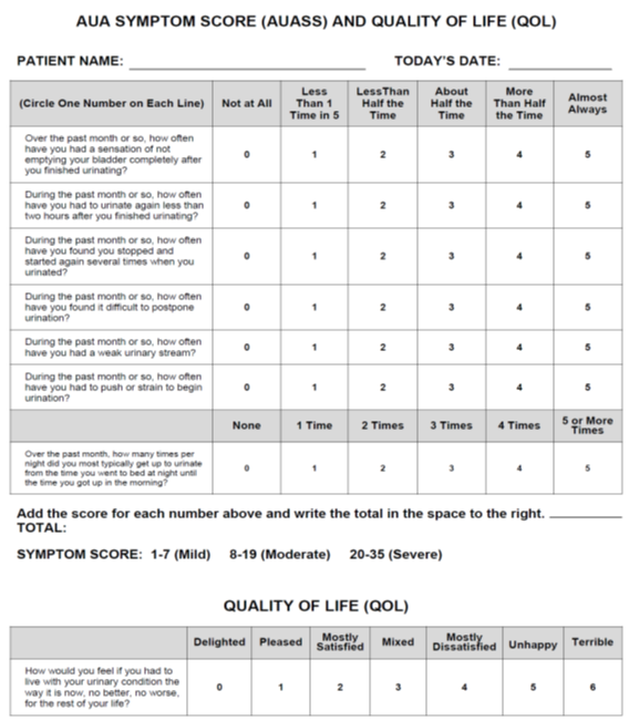 aua-symptom-index-for-bph-division-of-nephrology