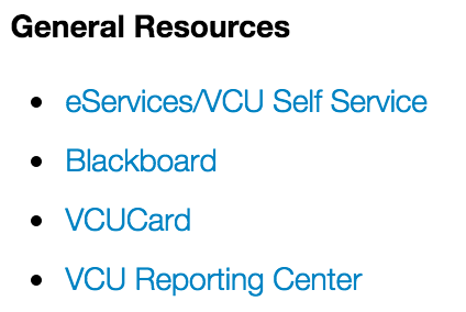 VCU Reporting Center Link