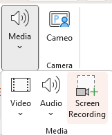 Screen capture of PowerPoint menu for screen recording.
