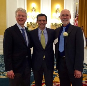 SCHEV Outstanding Faculty Awards 2016, with Lawrence Schwartz (left) and Everett Worthington (right).