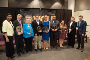 2016 VCU PACME Award recipients with Wanda Mitchell, vice president for inclusive excellence, Gail Hackett, provost, and Michael Rao, president