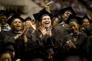 Graduates celebrating at commencement
