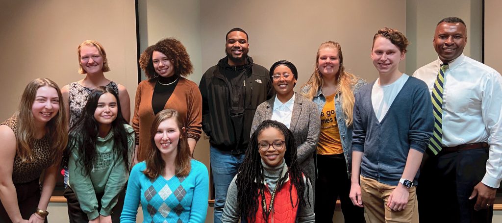 V-C-U social work students and faculty member Basil Gooden pose before a Federal Policy Fellows seminar class.