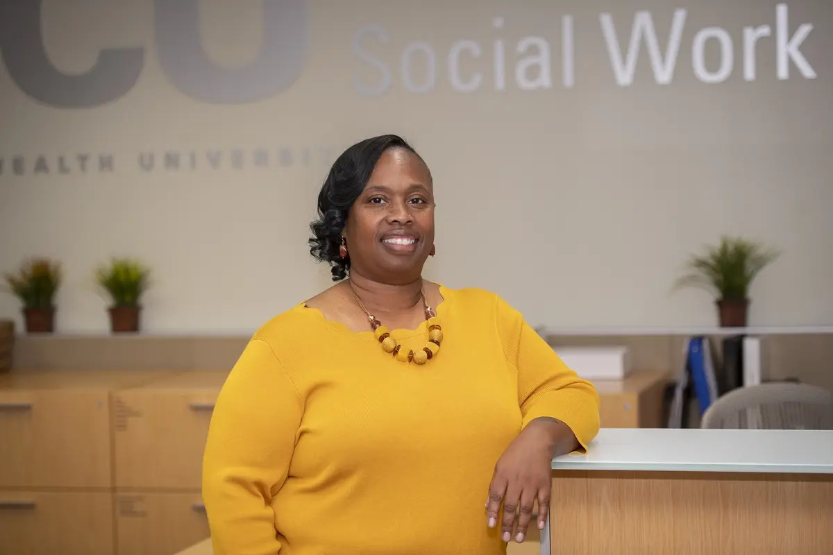 Shenita Williams in the office of the VCU School of Social Work