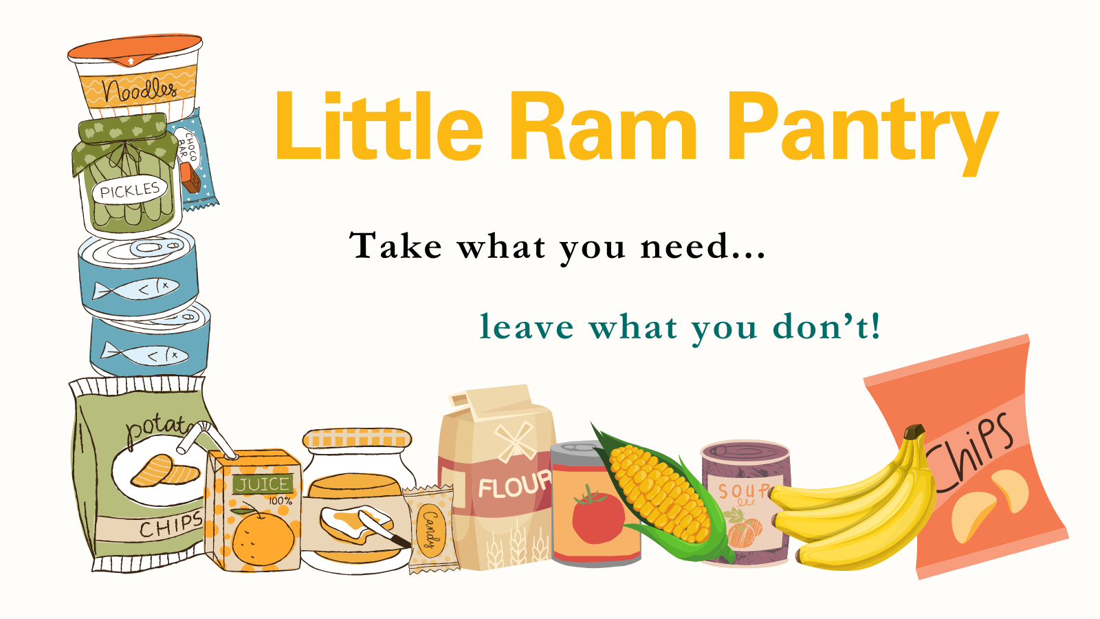 Little Ram Pantry with various illustrated food items