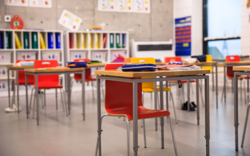 Image of empty elementary classroom