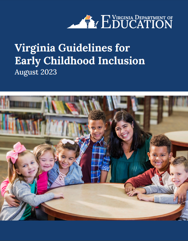 Cover of the Virgnia Guidelines for Early Childhood inclusion August 2023