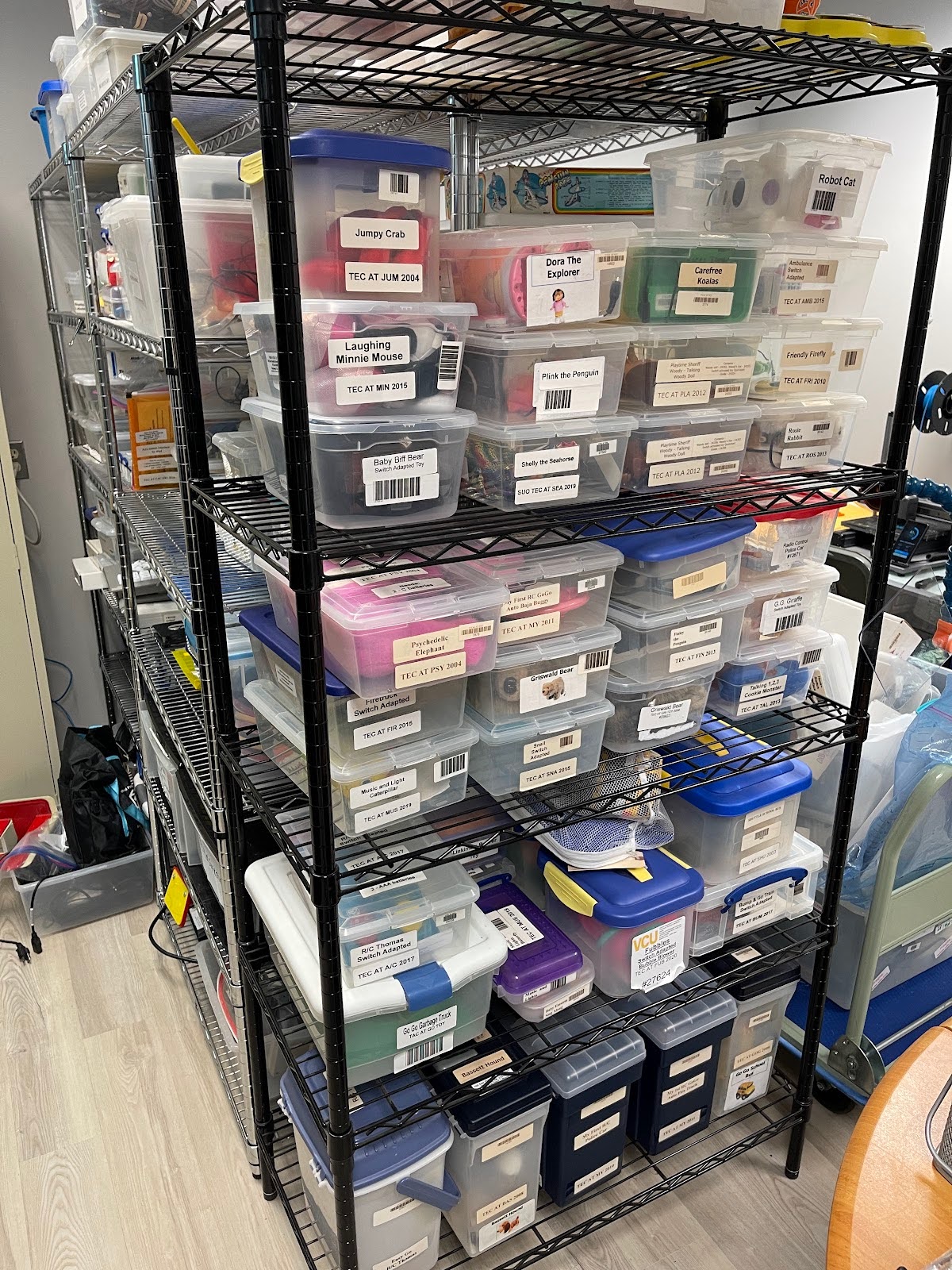 image of shelves of assisstive technology