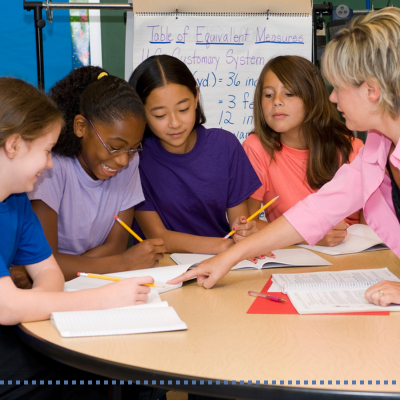 Teacher with a small group of students