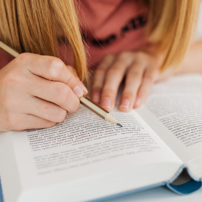 image of student reading