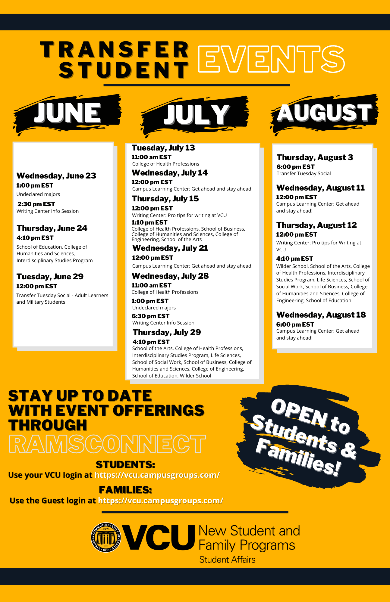 Upcoming Orientation Events – Parent & Family Blog Upcoming Orientation Events – Parent & Family Blog